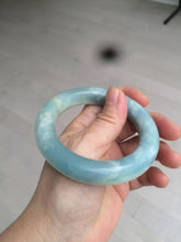 Load image into Gallery viewer, 52.8mm 100% natural blue/white Quartzite (Shetaicui jade) Blue sky and white clouds chubby round cut bangle SY27