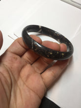 Load image into Gallery viewer, 59.5mm 100% natural black background with white/yellow/red flowers Plum blossom Jade(梅花玉) bangle SY98-5