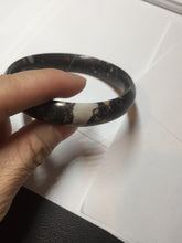 Load image into Gallery viewer, 59.5mm 100% natural black background with white/yellow/red flowers Plum blossom Jade(梅花玉) bangle SY98-5