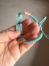 Load image into Gallery viewer, Type A 100% Natural green with dark green flying flower rectangle woven thread Jadeite Jade bracelet PH70