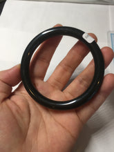 Load image into Gallery viewer, 58.4mm 100% Natural dark green/black meteorite Stellar Night sky slim round cut nephrite bangle HT113-8249