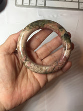 Load image into Gallery viewer, 53mm 100% natural pink/black/brown/yellow/black chubby round cut rose stone (Rhodonite) bangle SY138