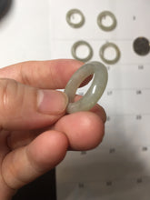 Load image into Gallery viewer, Size 4 1/2 -8 1/2 100% natural type A icy watery light green yellow gray black jadeite jade band ring PC226
