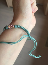 Load image into Gallery viewer, Type A 100% Natural green with dark green flying flower rectangle woven thread Jadeite Jade bracelet PH70