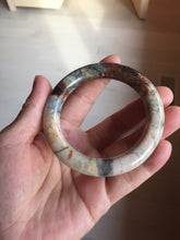 Load image into Gallery viewer, 53.2mm 100% natural pink/black/brown/yellow/black chubby round cut rose stone (Rhodonite) bangle SY129
