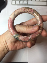 Load image into Gallery viewer, 53mm 100% natural pink/black/brown/yellow/black chubby round cut rose stone (Rhodonite) bangle SY138