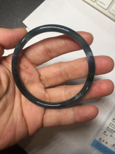 Load image into Gallery viewer, 56.2mm Certified Type A 100% Natural icy watery dark green/blue/gray Guatemala slim round cut Jadeite bangle PD53-5518