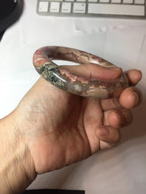 Load image into Gallery viewer, 53mm 100% natural pink/black/brown/yellow/black chubby round cut rose stone (Rhodonite) bangle SY138