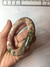 Load image into Gallery viewer, 53mm 100% natural pink/black/brown/yellow/black chubby round cut rose stone (Rhodonite) bangle SY138