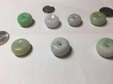Load image into Gallery viewer, 17-19 mm Type A 100% Natural Sunny green/light green/white/purple Jadeite Jade Safety Guardian Button donuts Pendant group PB120