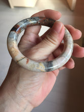 Load image into Gallery viewer, 53.2mm 100% natural pink/black/brown/yellow/black chubby round cut rose stone (Rhodonite) bangle SY129