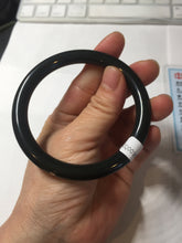 Load image into Gallery viewer, 58.4mm 100% Natural dark green/black meteorite Stellar Night sky slim round cut nephrite bangle HT113-8249