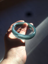 Load image into Gallery viewer, 49mm Certified Type A 100% Natural icy watery deep sea green/blue/gray/white oval Guatemala Jadeite bangle F124-2262