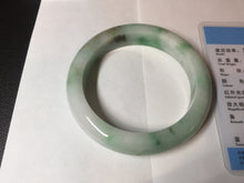 Load image into Gallery viewer, 55.8mm certified type A 100% Natural sunny green white flying flowers jadeite jade bangle AX129-5234