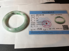 Load image into Gallery viewer, 55.8mm certified type A 100% Natural sunny green white flying flowers jadeite jade bangle AX129-5234