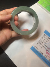 Load image into Gallery viewer, 53.4mm certified type A 100% Natural dark green/gray square style Jadeite Jade bangle BH34-5250