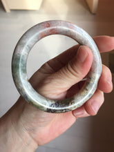 Load image into Gallery viewer, 54.4mm 100% natural pink/black/brown/yellow/black chubby round cut rose stone (Rhodonite) bangle SY131