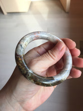 Load image into Gallery viewer, 54.4mm 100% natural pink/black/brown/yellow/black chubby round cut rose stone (Rhodonite) bangle SY131