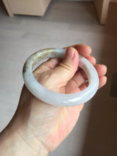 Load image into Gallery viewer, 57.5mm Certified Type A 100% Natural icy watery white purple black brown seaweeds and golden sand Jadeite Jade bangle H161-7033