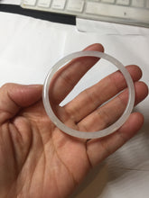 Load image into Gallery viewer, 54mm Certified Type A 100% Natural icy watery white/light purple/green flat skinny Jadeite Jade bangle BG217-8571