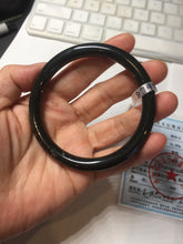 Load image into Gallery viewer, 59.3mm 100% Natural dark green/black meteorite Stellar Night sky slim round cut nephrite bangle HT115-8798