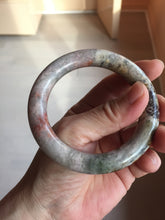 Load image into Gallery viewer, 54.4mm 100% natural pink/black/brown/yellow/black chubby round cut rose stone (Rhodonite) bangle SY131