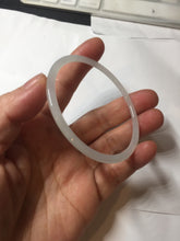 Load image into Gallery viewer, 54mm Certified Type A 100% Natural icy watery white/light purple/green flat skinny Jadeite Jade bangle BG217-8571