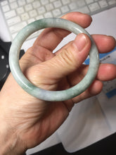 Load image into Gallery viewer, 55.8mm certified type A 100% Natural sunny green white flying flowers jadeite jade bangle AX129-5234