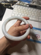 Load image into Gallery viewer, 74.5mm certified Type A 100% Natural light green white round cut plus size Jadeite Jade bangle BP171-(1257)