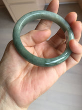 Load image into Gallery viewer, 58.8mm Certified type A 100% Natural oily dark green (老油青) gray black Mountains Afar (远山)Jadeite bangle PH240-1627