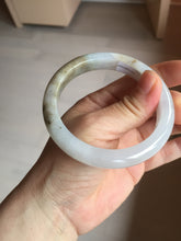Load image into Gallery viewer, 57.5mm Certified Type A 100% Natural icy watery white purple black brown seaweeds and golden sand Jadeite Jade bangle H161-7033