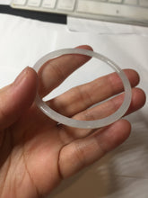 Load image into Gallery viewer, 54mm Certified Type A 100% Natural icy watery white/light purple/green flat skinny Jadeite Jade bangle BG217-8571