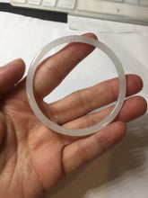 Load image into Gallery viewer, 54mm Certified Type A 100% Natural icy watery white/light purple/green flat skinny Jadeite Jade bangle BG217-8571