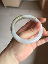 Load image into Gallery viewer, 57.5mm Certified Type A 100% Natural icy watery white purple black brown seaweeds and golden sand Jadeite Jade bangle H161-7033