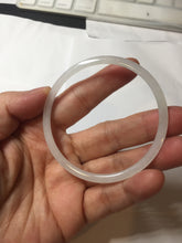 Load image into Gallery viewer, 56mm Certified Type A 100% Natural icy watery white/light purple/green flat slim Jadeite Jade bangle BG217-8571