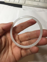 Load image into Gallery viewer, 56mm Certified Type A 100% Natural icy watery white/light purple/green flat slim Jadeite Jade bangle BG217-8571