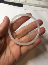 Load image into Gallery viewer, 54mm Certified Type A 100% Natural icy watery white/light purple/green flat skinny Jadeite Jade bangle BG217-8571