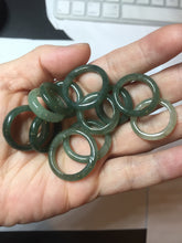 Load image into Gallery viewer, 100% natural type A ice watery oily dark green/gray/black(冰油青) jadeite jade band ring PB121