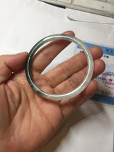 Load image into Gallery viewer, Sold !55.3mm Certified type A 100% Natural icy watery dark green white half mountain half water two-tone(半山半水) slim round cut Jadeite bangle BG218-8579