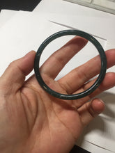 Load image into Gallery viewer, 56.2mm Certified Type A 100% Natural icy watery dark green/blue/gray Guatemala slim round cut Jadeite bangle PD54-5521