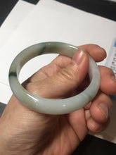 Load image into Gallery viewer, 53.9mm certified natural 100% natural Type A light green/white with green floating flowers jadeite jade bangle BP20-4999