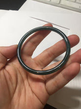 Load image into Gallery viewer, 56.2mm Certified Type A 100% Natural icy watery dark green/blue/gray Guatemala slim round cut Jadeite bangle PD54-5521