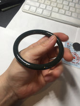 Load image into Gallery viewer, 60.5mm 100% Natural dark green/black meteorite Stellar Night sky slim round cut nephrite bangle HT117-0757