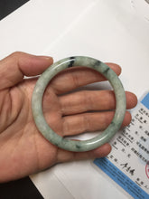 Load image into Gallery viewer, 57mm certified 100% natural Type A light green with dark green floating flowers round cut jadeite jade bangle AA7-3882