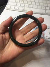 Load image into Gallery viewer, 60.5mm 100% Natural dark green/black meteorite Stellar Night sky slim round cut nephrite bangle HT117-0757