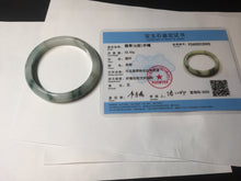 Load image into Gallery viewer, 53.6mm certified natural 100% natural Type A light green/white with green floating flowers jadeite jade bangle BP1-5003