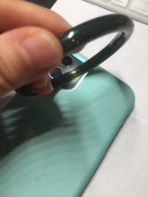 Load image into Gallery viewer, 60.5mm 100% Natural dark green/black meteorite Stellar Night sky slim round cut nephrite bangle HT117-0757