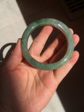 Load image into Gallery viewer, 57.2mm certified Type A 100% Natural icy watery dark green gray Jadeite Jade bangle PC15-0368