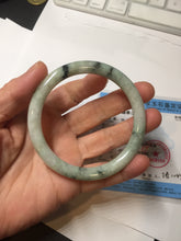 Load image into Gallery viewer, 57mm certified 100% natural Type A light green with dark green floating flowers round cut jadeite jade bangle AA7-3882