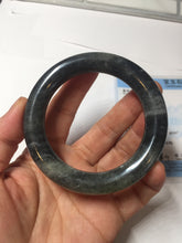 Load image into Gallery viewer, 53.4mm Certified 100% Natural black/gray sesame paste 芝麻糊 青花round cut nephrite Jade bangle HE102-5546